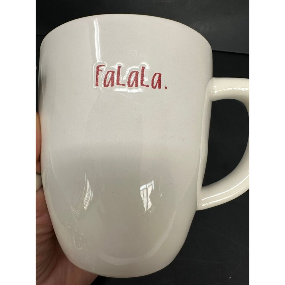 RAE DUNN FALALA White Coffee Mug Stem Font Red Interior 20 oz Christmas Magenta - Picture 7 of 8